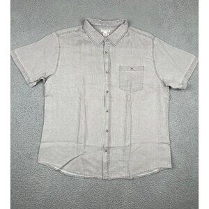 Carbon 2 Cobalt Mens Button Up Linen Shirt XL Gray Short Sleeve Pocket Beach